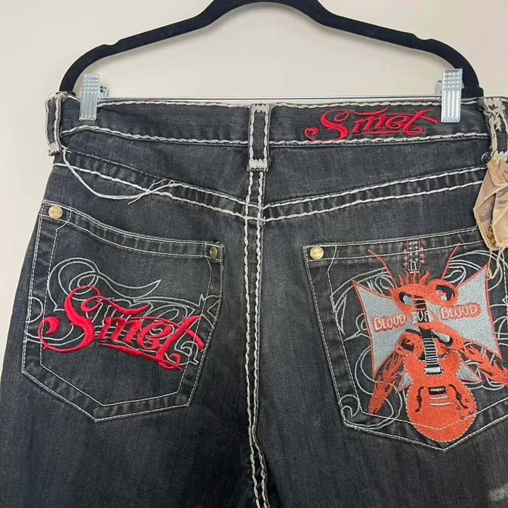 Rock Revival X True Religion Smeat Vintage‎ Washed Embroidered Distressed Jeans